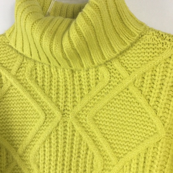 Caslon Chunky Cable Knit Yellow Citron Turtleneck Sweater - Picture 5 of 5